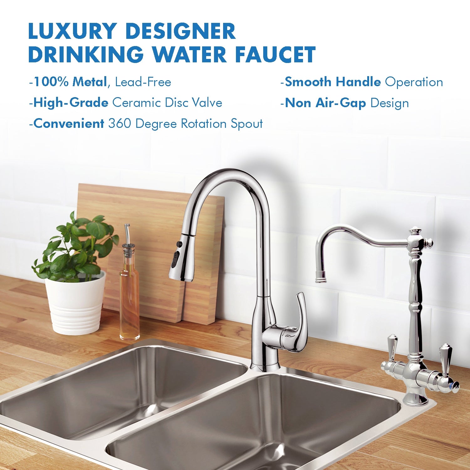 RIALTO Hot and Cold Water Reverse Osmosis Faucet - Chrome, Lead-Free