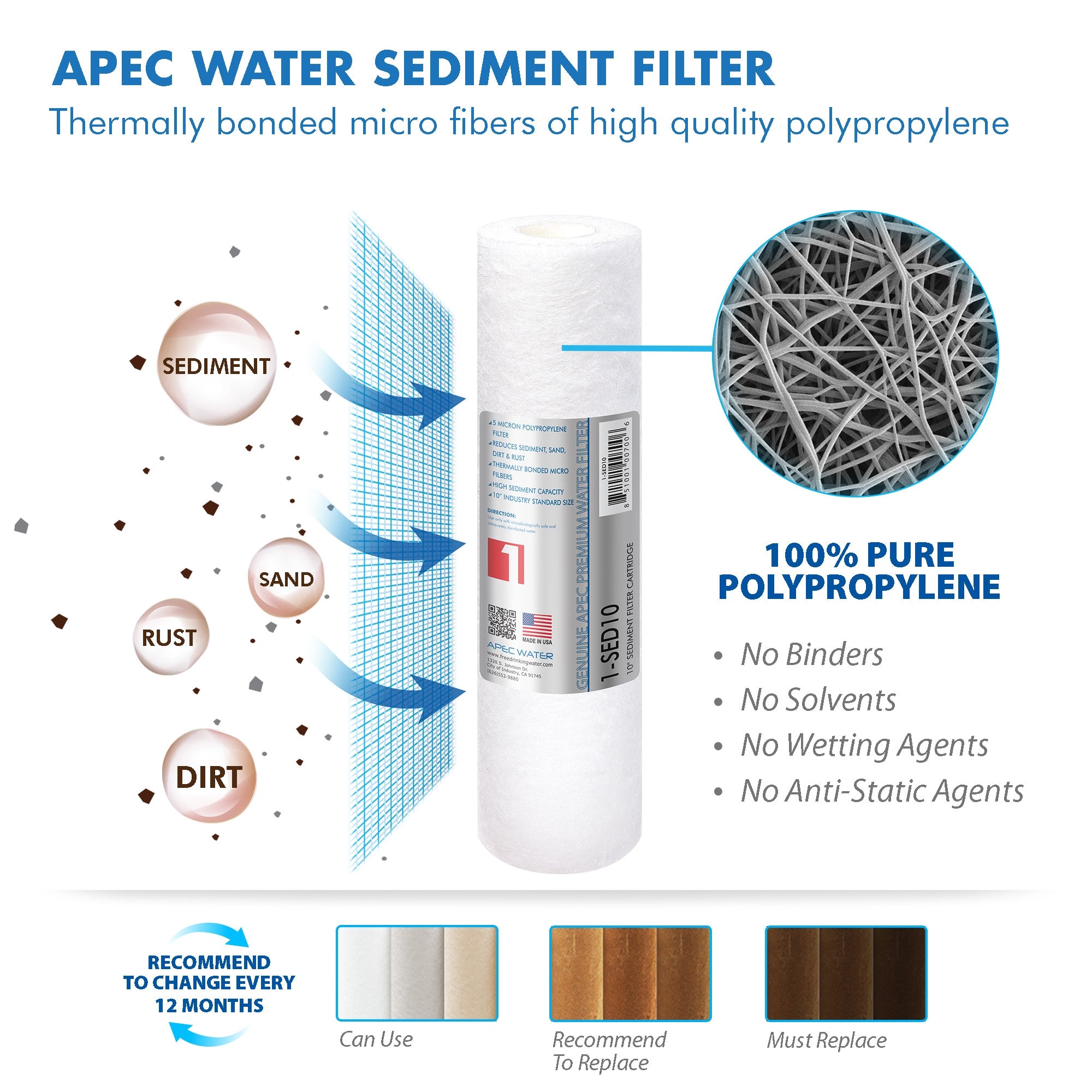 APEC RO Replacement Filters Complete Filter Set for ULTIMATE 90 GPD PH Reverse Osmosis 6-Stage Systems (Stages 1-6) - With 1/4"D Tubing