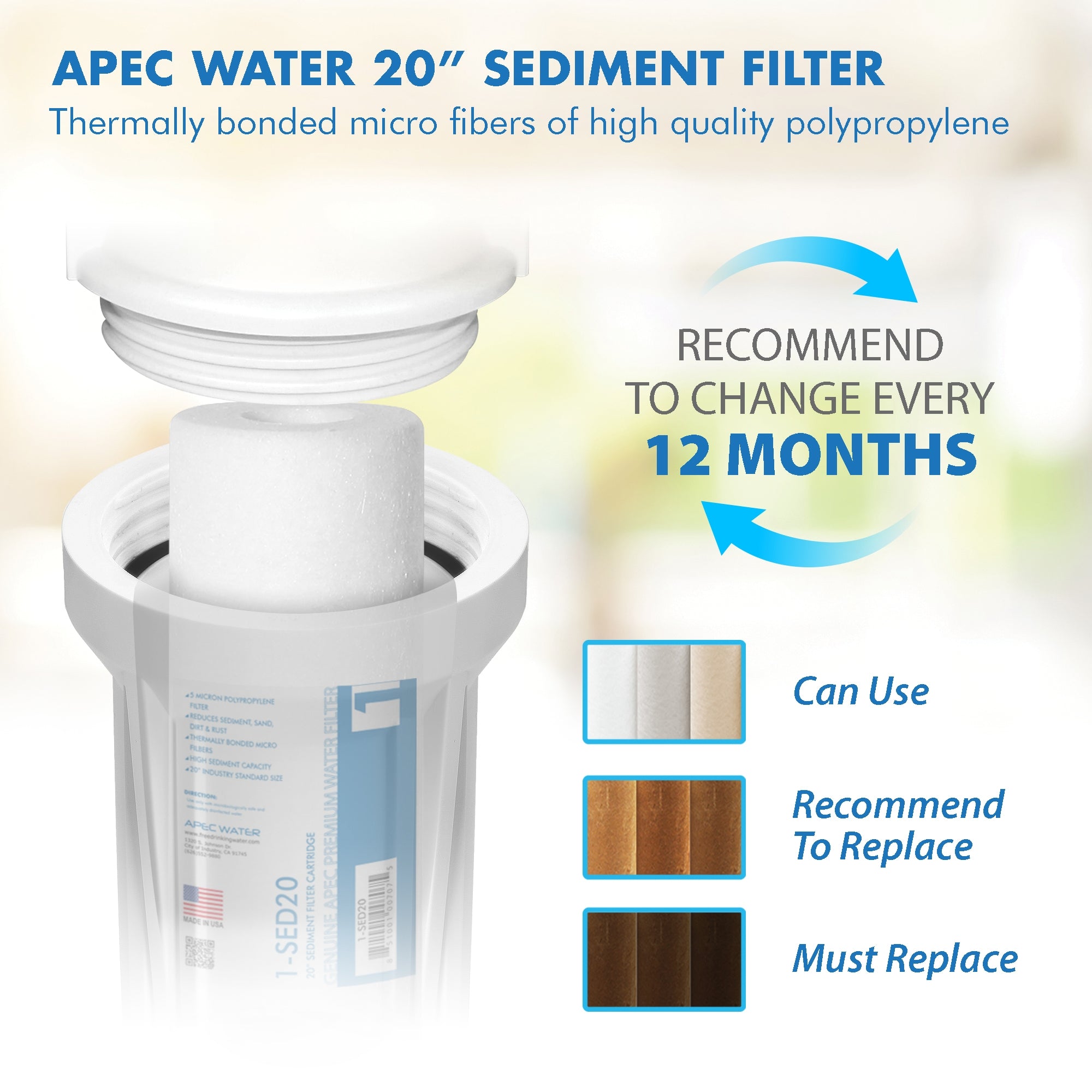 High Capacity Sediment Pre-filter 20 Inch, 5 Micron