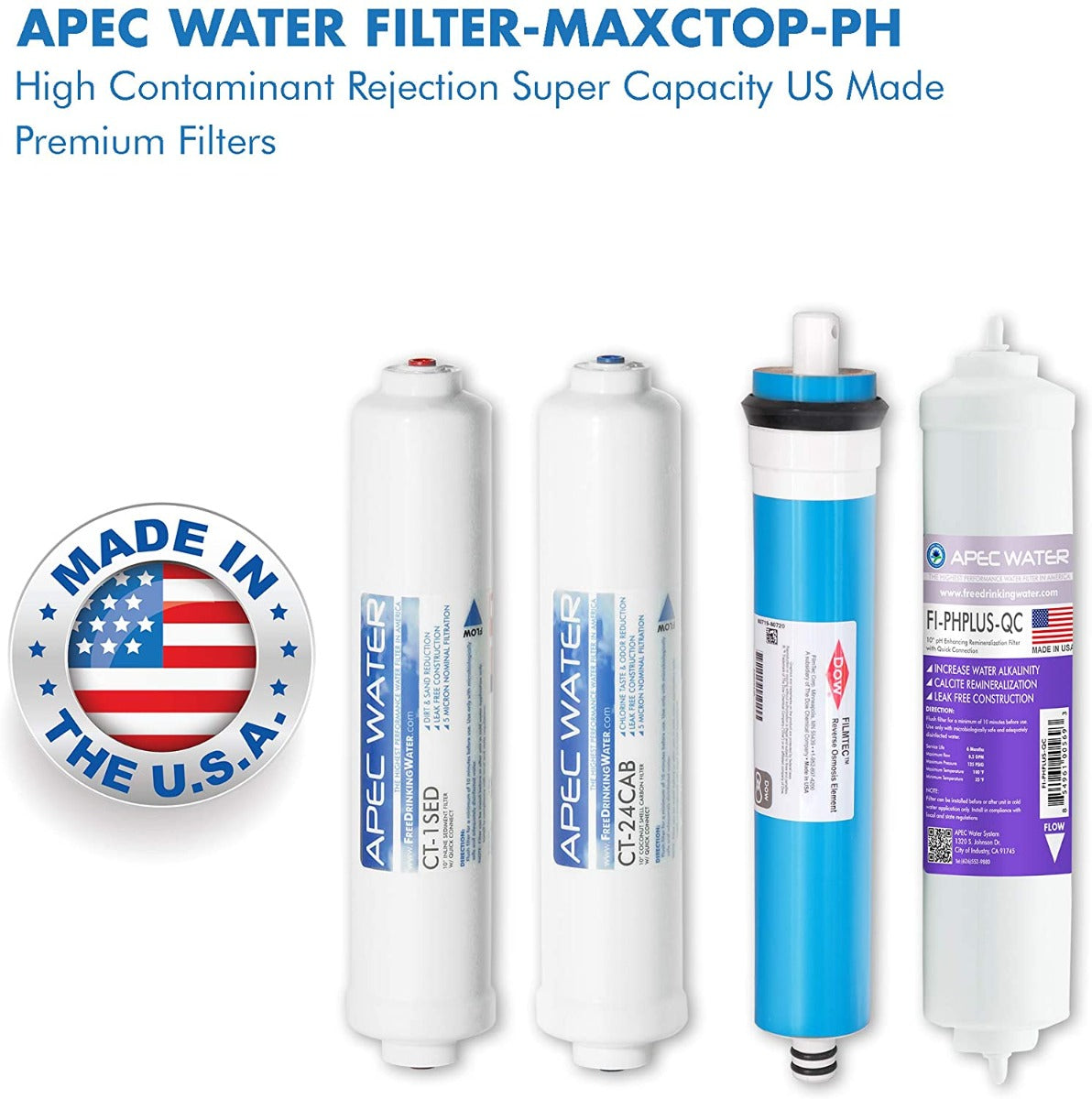 APEC RO Replacement Filters Complete Filter Set for ULTIMATE RO-CTOP-PH and RO-CTOP-PHC Countertop Reverse Osmosis Systems (Stages 1-4)