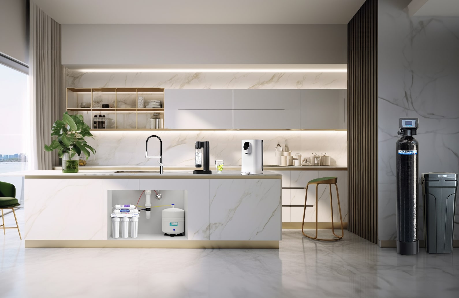 APEC Water homepage hotspot kitchen view mobile