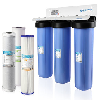 Multi purpose 20-inch sediment, GAC carbon, and carbon block combo water filter system by APEC for clean and safe water