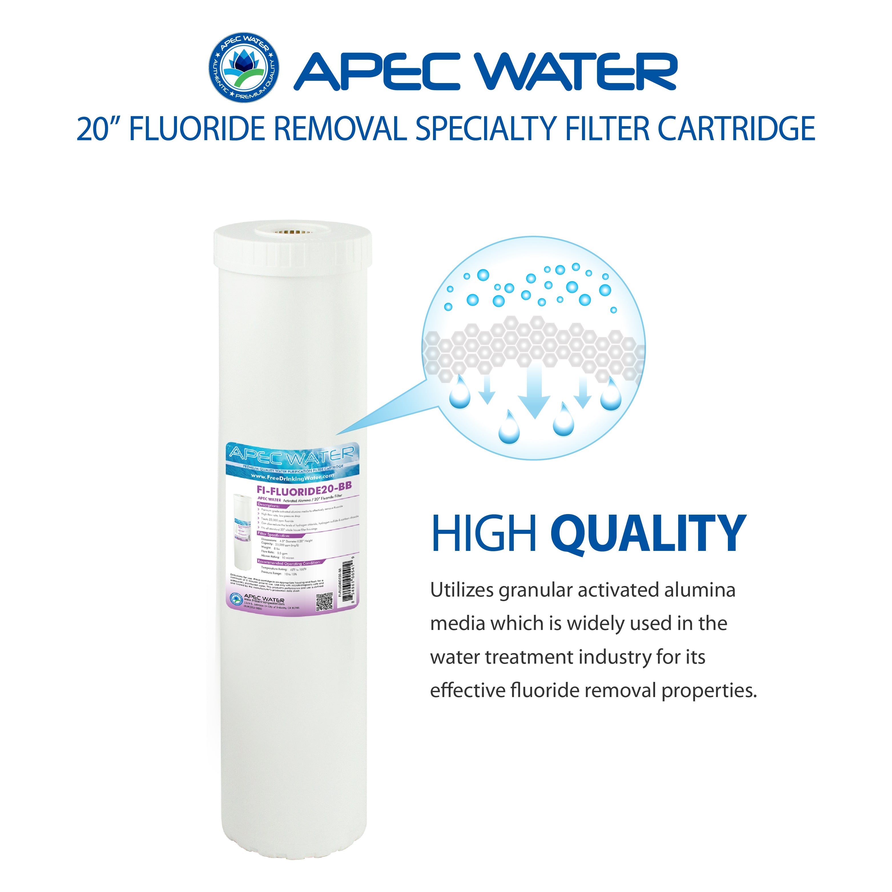 Fluoride Reduction Specialty Filter 4.5" x 20 Inch