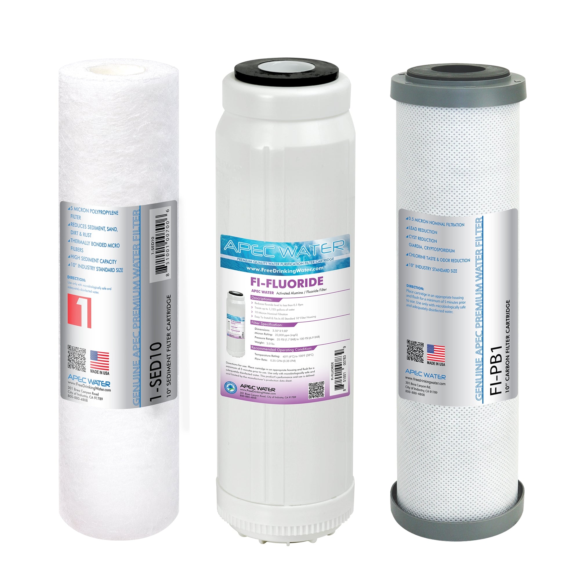 APEC Fluoride Pre-filter Set for WFS-1000 Water Filtration System (Stages 1 - 3)