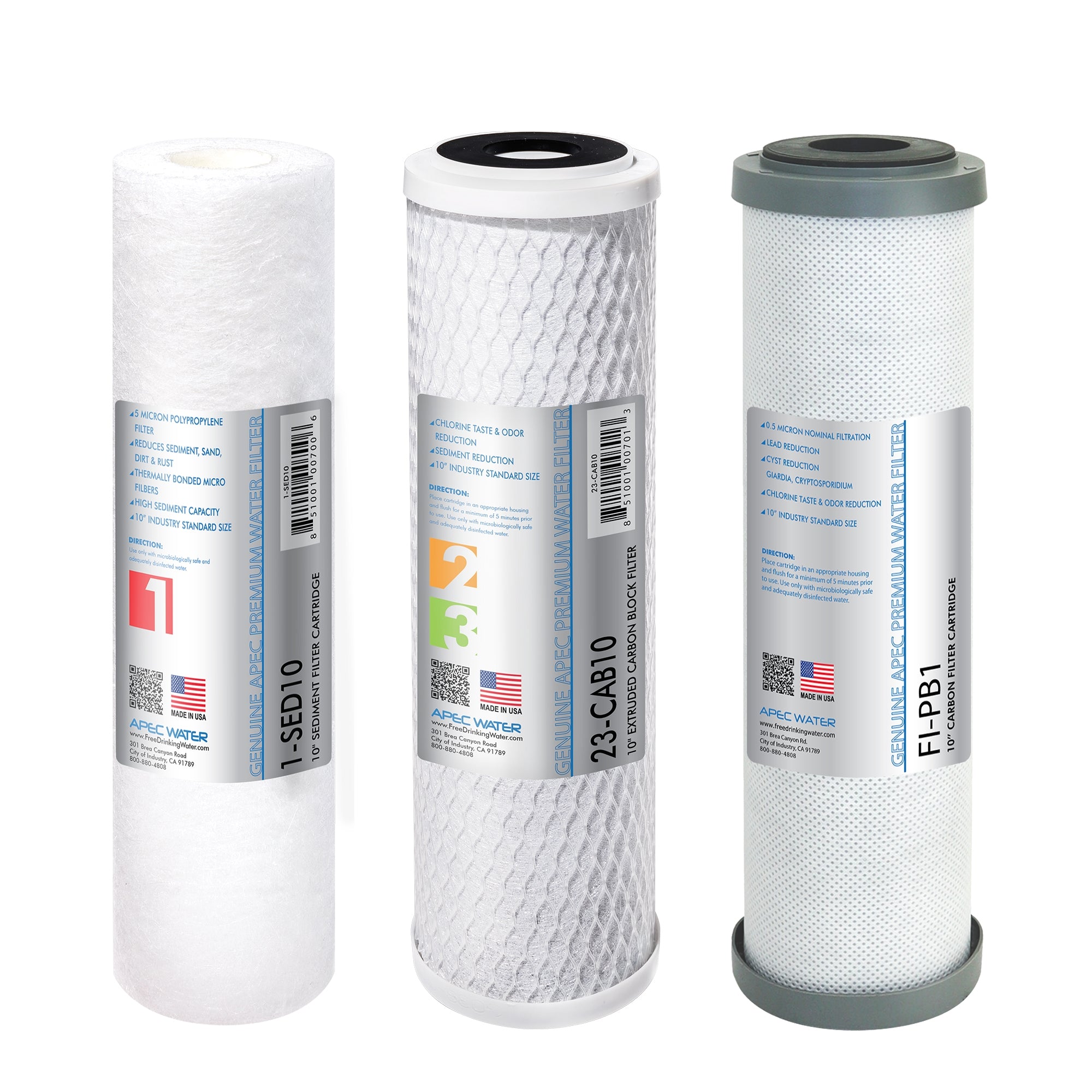 APEC PB Pre-filter Set for WFS-1000 Water Filtration System (Stages 1 - 3)