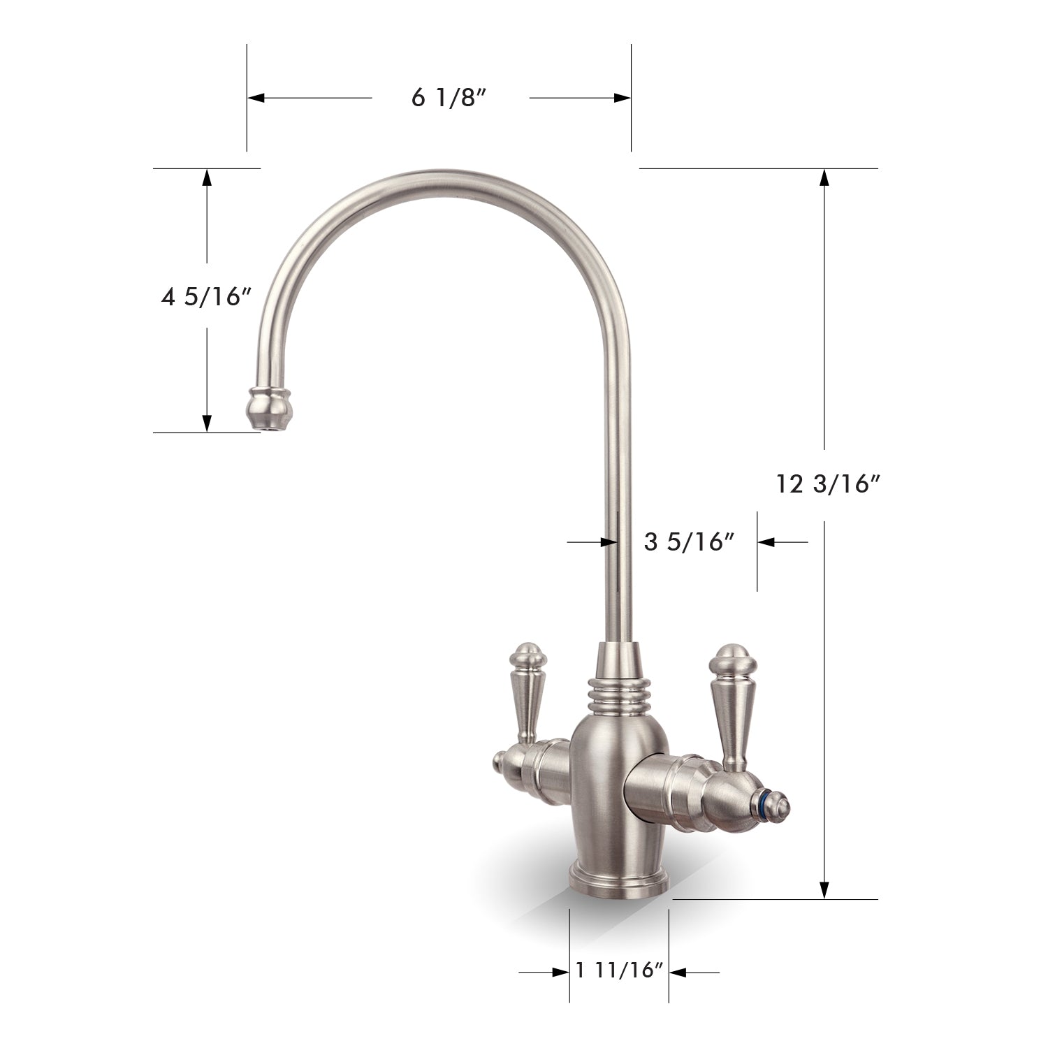 Dimension and specs for deluxe water faucets
