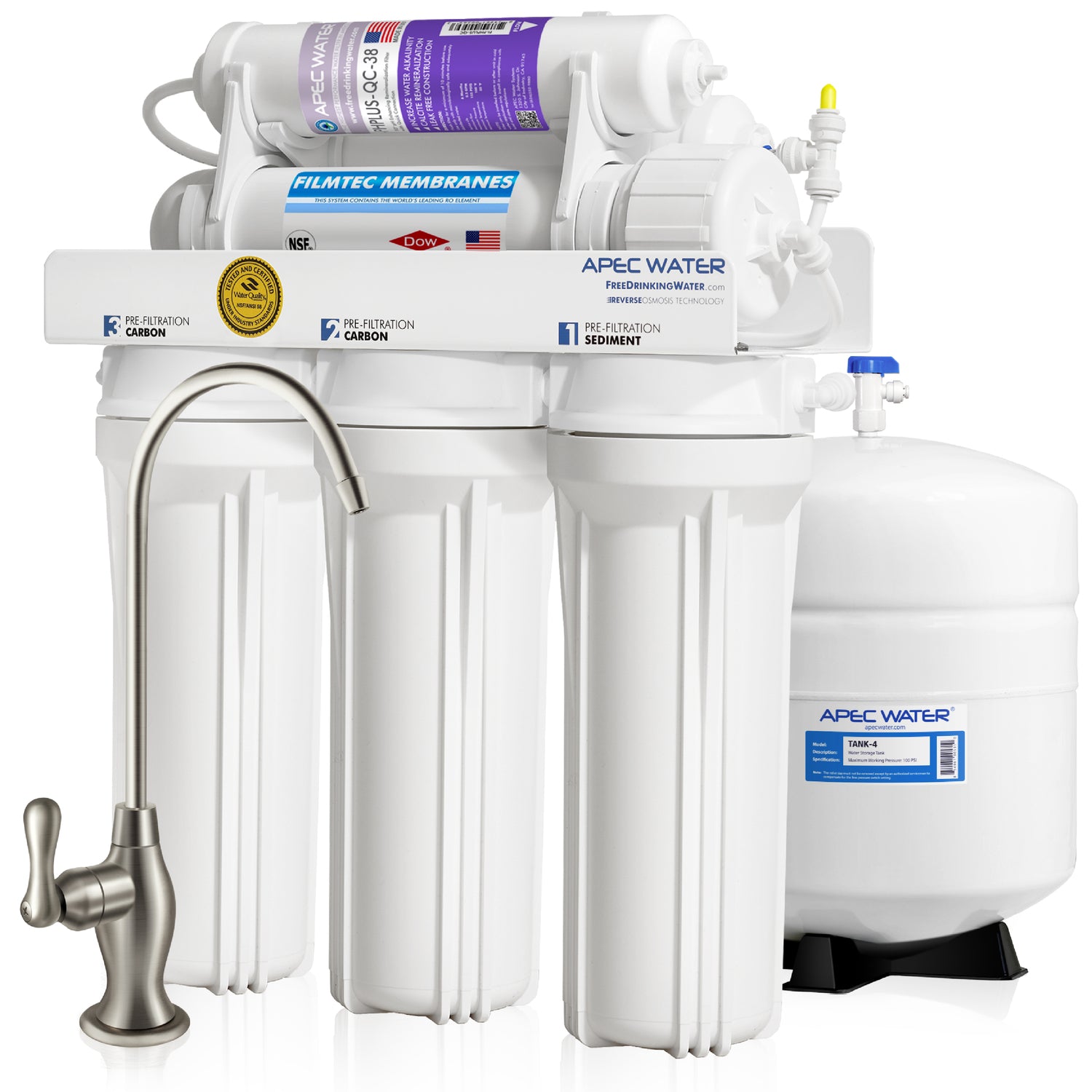 RO-Hi-PH – Ultimate 6-Stage 90 GPD High Output Fast Flow Reverse Osmosis Water Systems for Drinking Water, WQA Certified