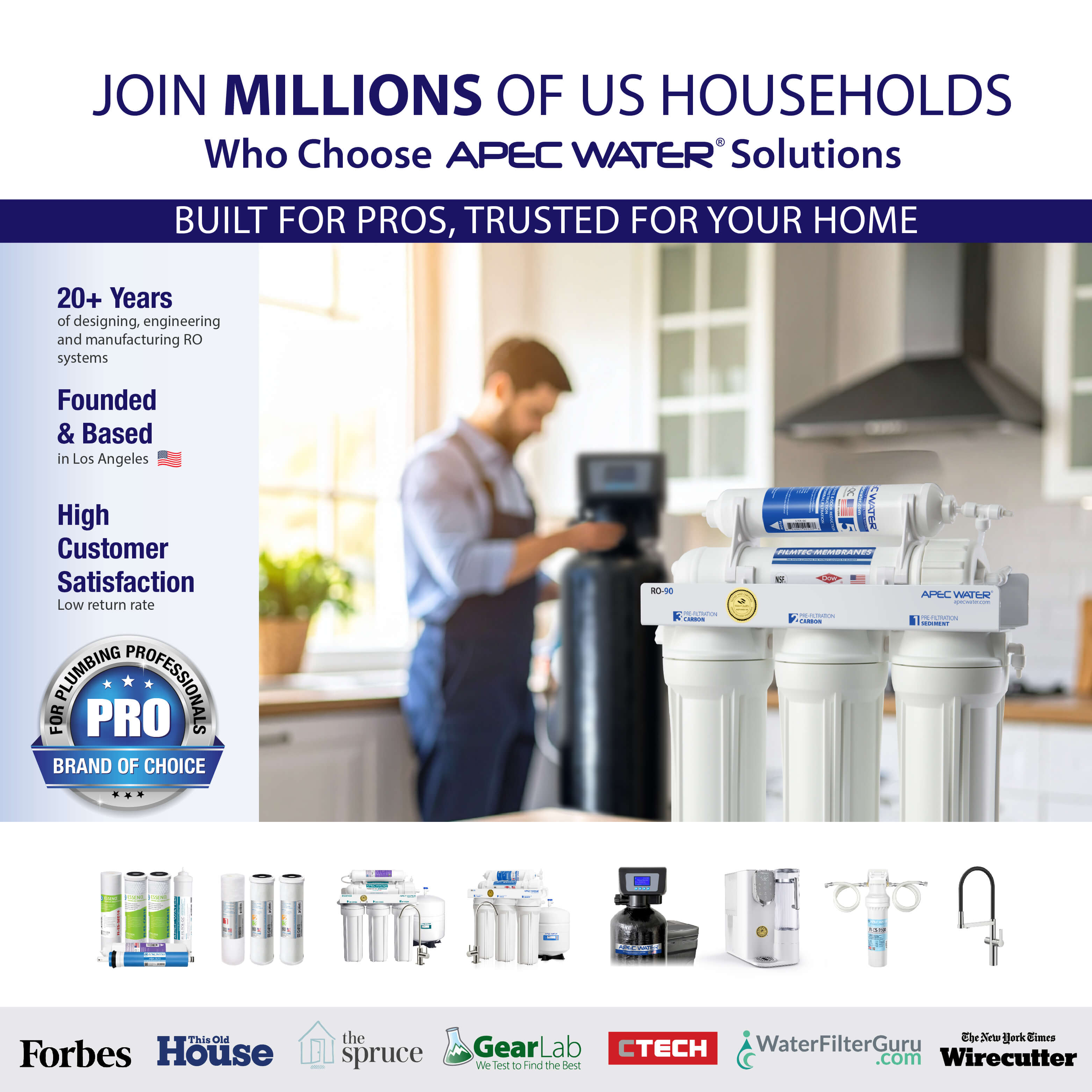 ROTL-A1000 - Tankless RO System, NSF 372 & 58 Certified 3 Stage Water Filter, 1000 GPD Reverse Osmosis System