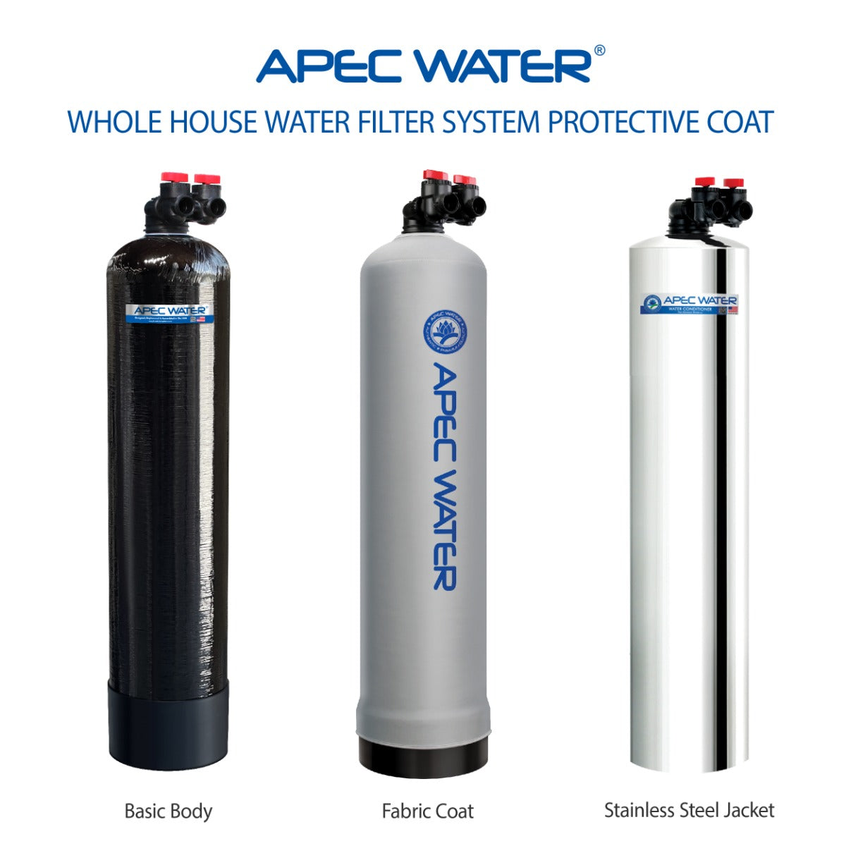 APEC WH-SOLUTION-10-FG Whole House Water Filter and Salt Free Water Conditioner Systems For 1-3 Bathrooms
