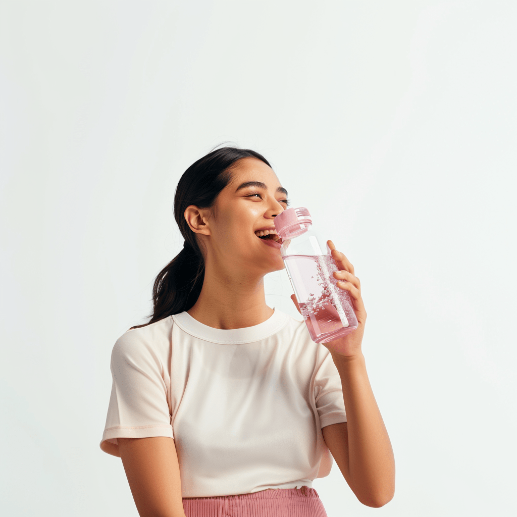 APEC Water RO System person drinking from clear bottle